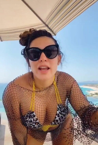 Hermosa Andrea Espada con Sujetador de Bikini en la piscina