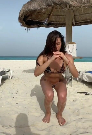 5. Georgina Mazzeo Parece Atractiva Con Bikini Leopardo En La Playa Mientras Hace Ejercicios Físicos