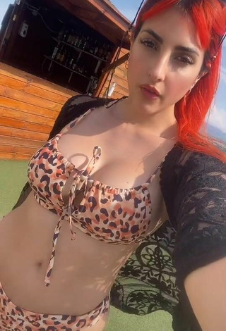 2. Hermosa Mia Coloridas Enseña Escote Con Bikini Leopardo