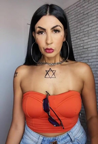 2. Sexy Sil Enseña Escote Con Top Tubo Naranja Neón