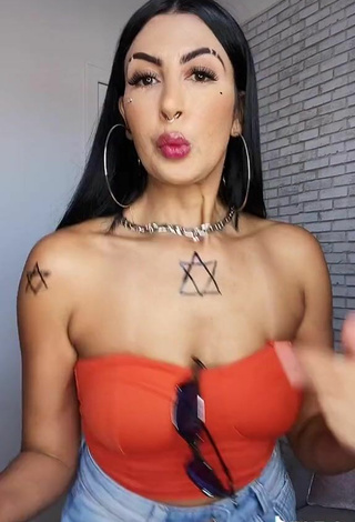 4. Sexy Sil Enseña Escote Con Top Tubo Naranja Neón