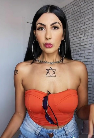 5. Sexy Sil Enseña Escote Con Top Tubo Naranja Neón