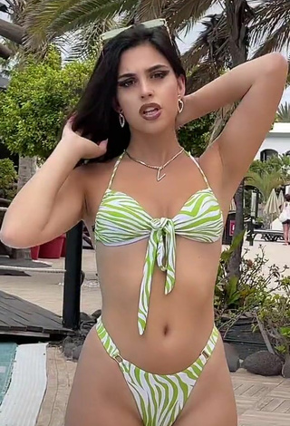 4. Adorable Victoria Caro Con Bikini Cebra En La Piscina