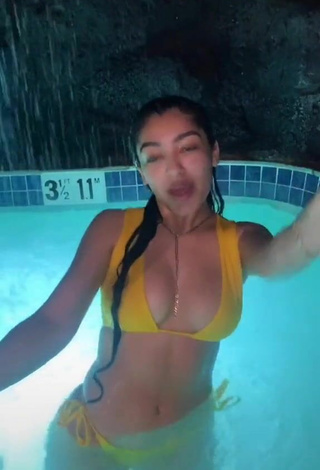 Sexy Jackie Ybarra con Bikini Amarillo en la piscina