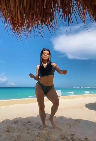 2. Atractiva Fernanda Ortega Con Provocativos Bikini Oliva En La Playa