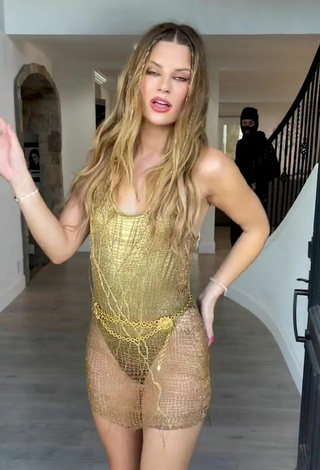 2. Caliente Hannah Stocking Con Traje De Baño Dorado