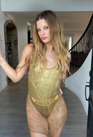 3. Caliente Hannah Stocking Con Traje De Baño Dorado