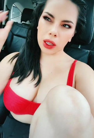 Bonita Lizbeth Rodríguez enseña escote con Sujetador Rojo